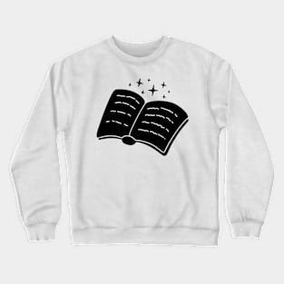 Black, simple book design with stars for readers and booklovers with creme colour background Crewneck Sweatshirt